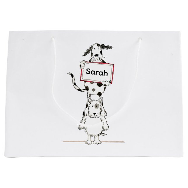 Personalisierte süße Hundeakrobaten  Große Geschenktüte (Vorderseite)