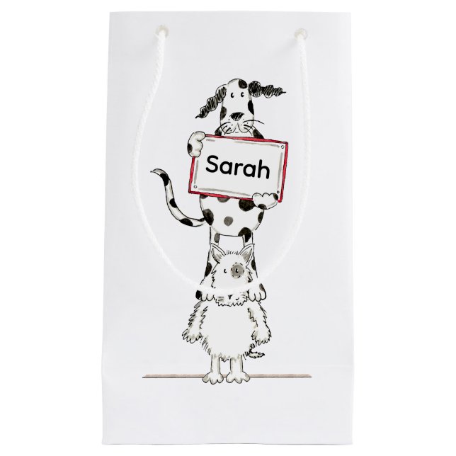 Personalisierte süße Hundeakrobaten  Kleine Geschenktüte (Vorderseite)