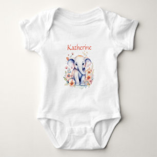Personalisierte süße Illustration eines Baby-Elefa Baby Strampler