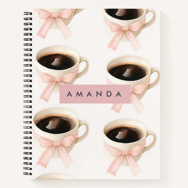 Personalisierte Süße Kaffeetasse Coquette-Muster Notizbuch (Vorderseite)