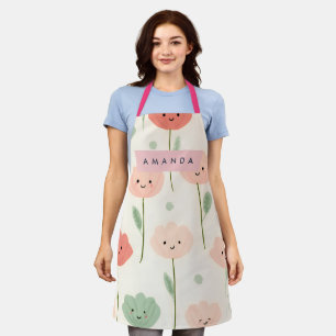 Personalisierte Süße Kawaii Pastell Lachende Blume Schürze