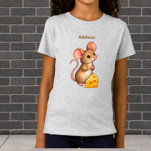 Personalisierte süße kleine Maus mit Käse T-Shirt