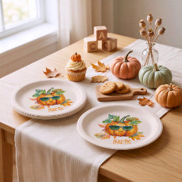 Personalisierte süße Kürbis-Halloween-Papierplatte Pappteller
