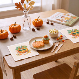 Personalisierte süße Kürbis-Halloween-Servietten Serviette