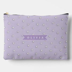 Personalisierte süße lila Rhinestone-Polka-Dots Zubehörtasche