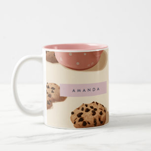Personalisierte Süße Pastell Kekse & Milch Zweifarbige Tasse