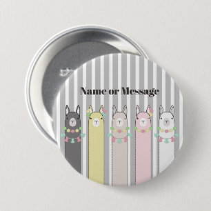 Personalisierte süße Retro-bunte Lamas Button