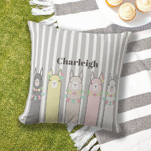 Personalisierte süße Retro-bunte Lamas Kissen