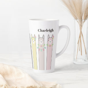 Personalisierte süße Retro-bunte Lamas Milchtasse
