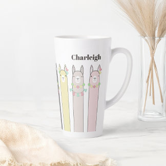 Personalisierte süße Retro-bunte Lamas Milchtasse