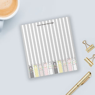 Personalisierte süße Retro-bunte Lamas Notizblock