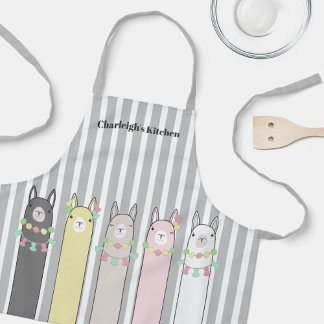 Personalisierte Süße Retro-Farbige Lamas Kinder Na Schürze