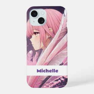 Personalisierte süße rosa Anime-Girl-iPhone-Hülle iPhone 15 Hülle