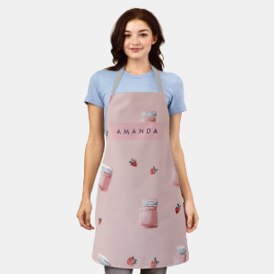 Personalisierte süße rosa Erdbeer-Glas-Muster Schürze