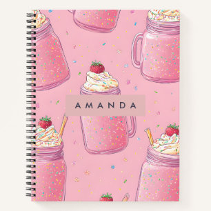 Personalisierte Süße Rosa Milchshake Streusel Notizbuch