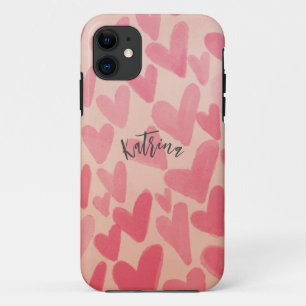 Personalisierte süße rosa verstreute Herzen Case-Mate iPhone Hülle