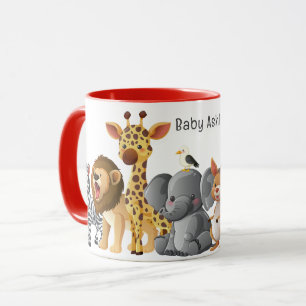 Personalisierte süße Safari-Tiere Kinder Name Tasse