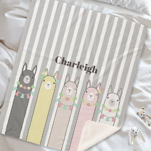 Personalisierte süße Tier bunte Lamas Kinder Sherpadecke