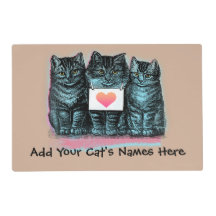 Personalisierte süße vintage Katzenfuttermatte mit