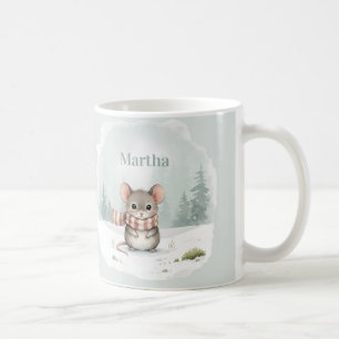 Personalisierte süße Wasserfarbe-Maus Winter Kaffeetasse