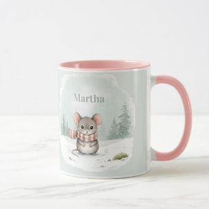 Personalisierte Süße Wasserfarbe-Maus Winter Tasse