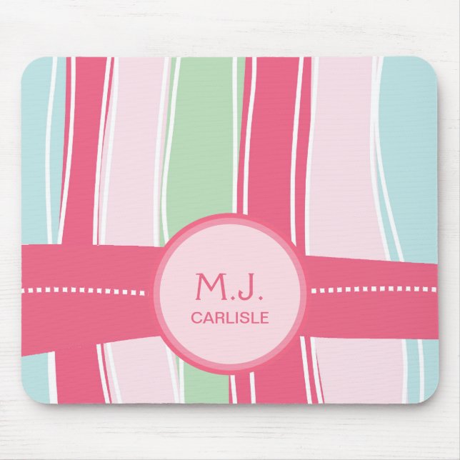 Personalisierte Süßigkeit Stripes Muster für Girly Mousepad (Vorne)