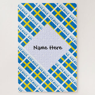 Personalisierte Sverige-Flagge gekachelt Puzzle