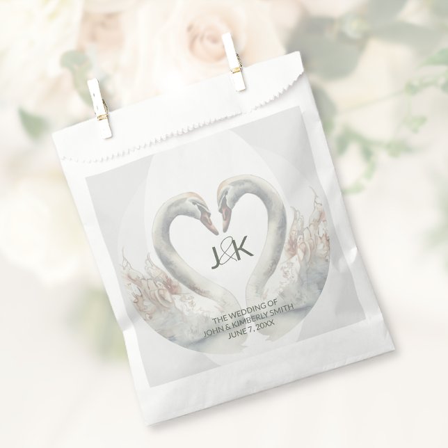 Personalisierte Swan Wedding Geschenktütchen (Personalized Swan Wedding Favor Bag)