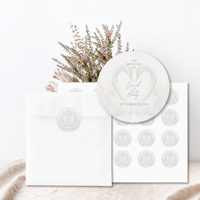 Personalisierte Swan Wedding Stickers (Personalized Swan Wedding Stickers)