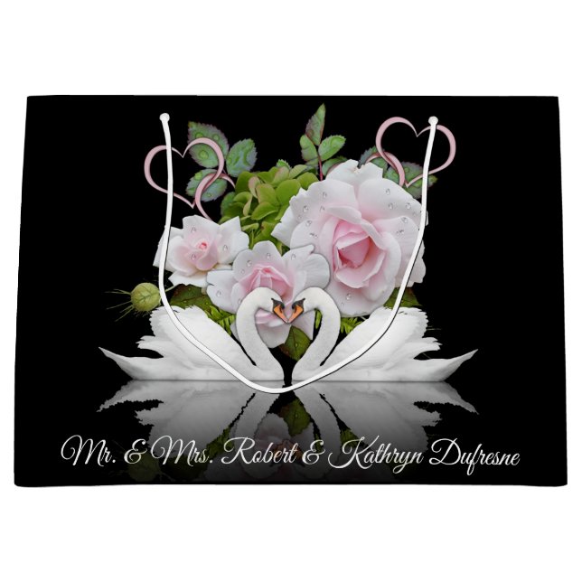 Personalisierte Swans Hochzeit/Jubiläum Große Geschenktüte (Vorderseite)