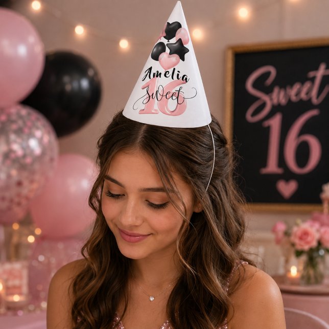 Personalisierte Sweet 16 Geburtstagsfeier Mütze Partyhütchen (Von Creator hochgeladen)
