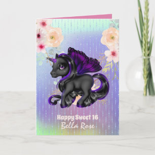 Personalisierte Sweet 16 Schöne Einhorn Geburtstag Karte