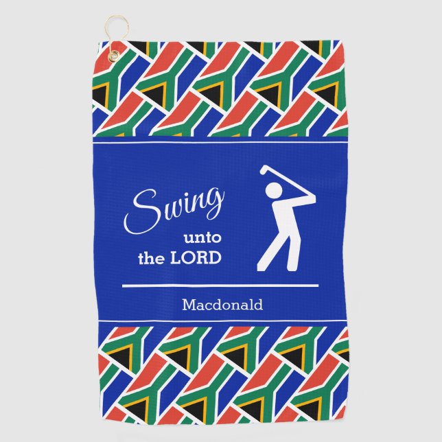 Personalisierte Swing To Lord SÜDAFRICA FLAG Golfhandtuch (Vorderseite)