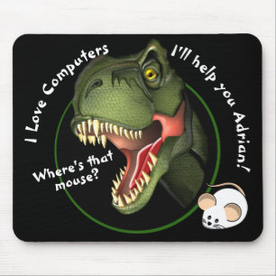 Personalisierte T-Rex Dinosaurier und Kleine Maus Mousepad