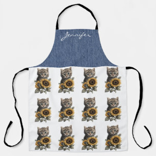 Personalisierte Tabby Cat-Blume All-over-Print-Sch Schürze