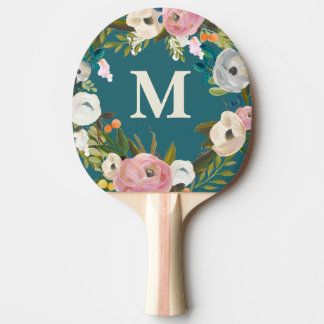 Personalisierte Tabelle mit gestrichenen Floral Tischtennis Schläger