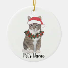 Personalisierte Tablettenkatze (grau) Keramik Ornament