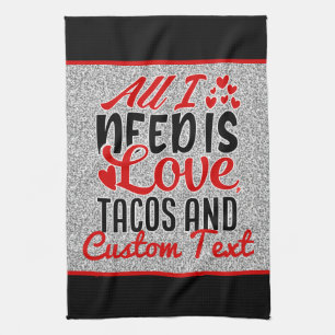 Personalisierte Tacos für Liebe und benutzerdefini Geschirrtuch