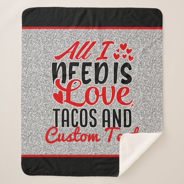 Personalisierte Tacos für Liebe und benutzerdefini Sherpadecke (Vorderseite)