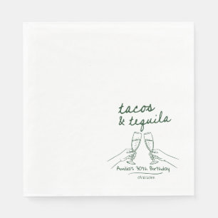 Personalisierte Tacos und Tequila Geburtstagsservi Serviette