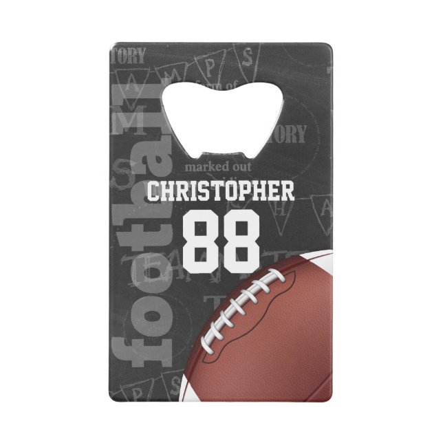 Personalisierte Tafel-amerikanischer Fußball Kreditkartenflaschenöffner (Vorderseite)