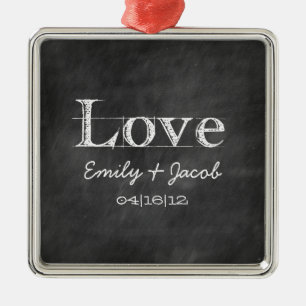 Personalisierte Tafel-Liebe-Wedding Verzierung Silbernes Ornament