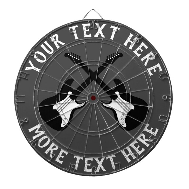 Personalisierte Tafel mit E-Gitarre Dartscheibe (vorne)