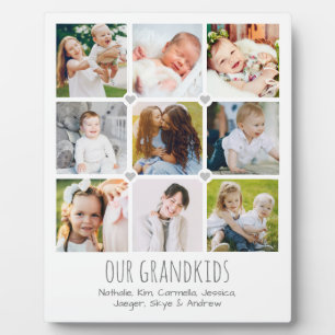 Personalisierte Tafel von Großeltern mit 9 Fotos Fotoplatte