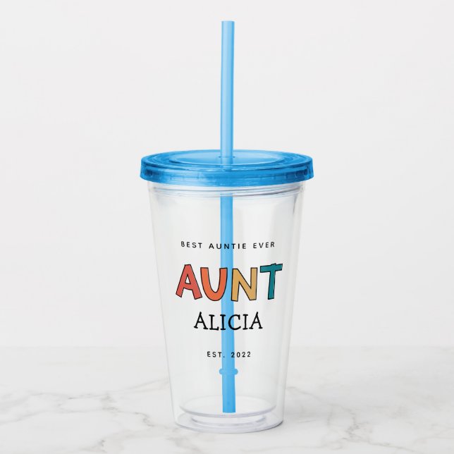 Personalisierte Tante Retro Geschenk Beste Tante j Acryltrinkbecher (Vorderseite)