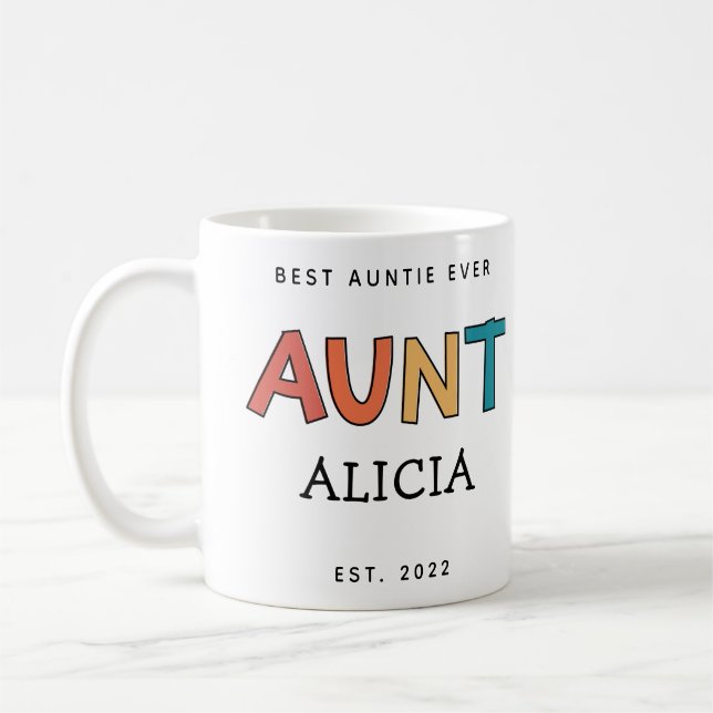 Personalisierte Tante Retro Geschenk Beste Tante j Kaffeetasse (Links)