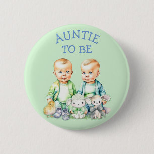 Personalisierte Tante zu Twins Baby Dusche Button