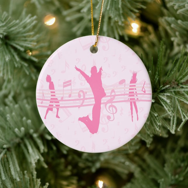 Personalisierte Tänze und Drama Pink Keramik Ornament (Baum)