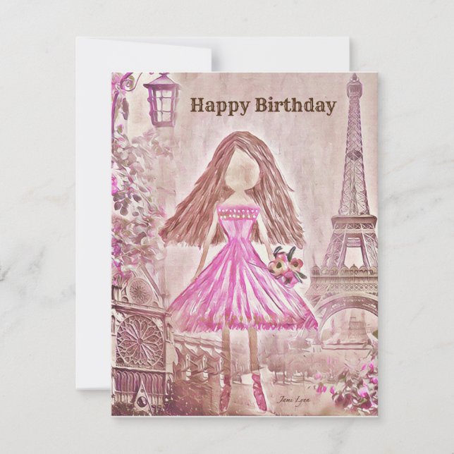 Personalisierte Tänzerin Birthday Card Ballerina (Vorderseite)