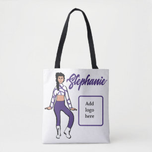 Personalisierte Tänzerin-Tasche ( Grape White)